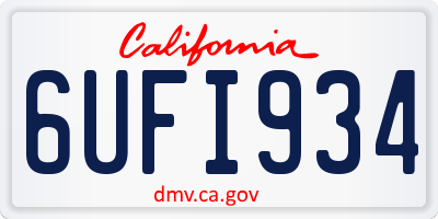 CA license plate 6UFI934