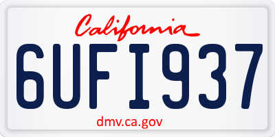 CA license plate 6UFI937
