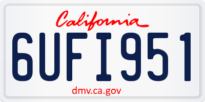 CA license plate 6UFI951