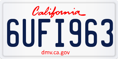 CA license plate 6UFI963