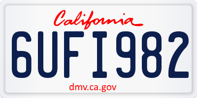 CA license plate 6UFI982