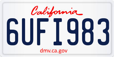CA license plate 6UFI983