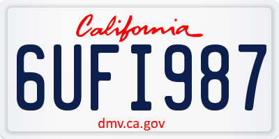 CA license plate 6UFI987