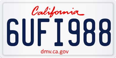 CA license plate 6UFI988
