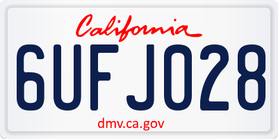 CA license plate 6UFJ028