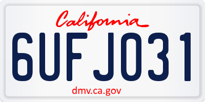 CA license plate 6UFJ031