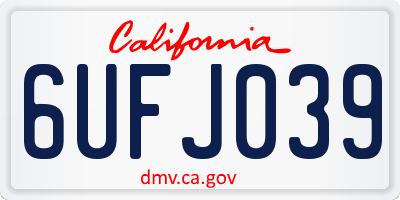 CA license plate 6UFJ039