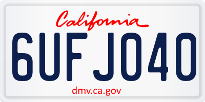 CA license plate 6UFJ040