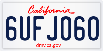 CA license plate 6UFJ060