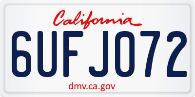 CA license plate 6UFJ072