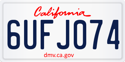 CA license plate 6UFJ074