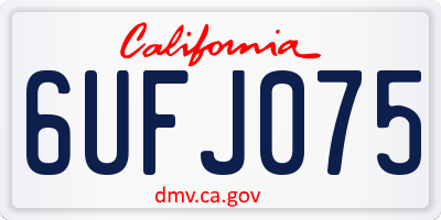 CA license plate 6UFJ075