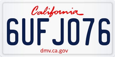 CA license plate 6UFJ076