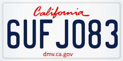 CA license plate 6UFJ083