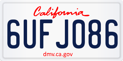 CA license plate 6UFJ086