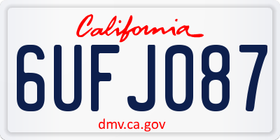 CA license plate 6UFJ087