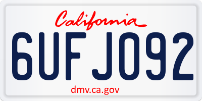CA license plate 6UFJ092