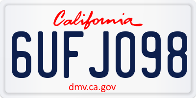 CA license plate 6UFJ098