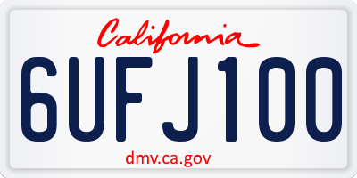 CA license plate 6UFJ100