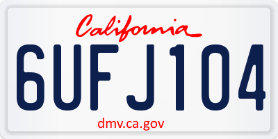 CA license plate 6UFJ104