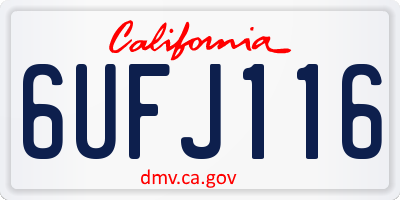 CA license plate 6UFJ116