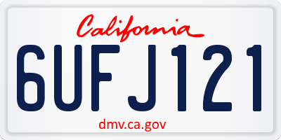 CA license plate 6UFJ121