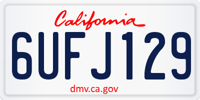 CA license plate 6UFJ129