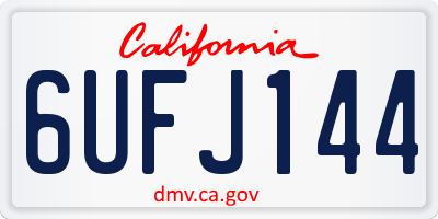 CA license plate 6UFJ144