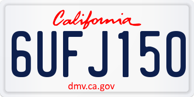 CA license plate 6UFJ150