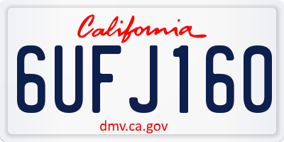 CA license plate 6UFJ160