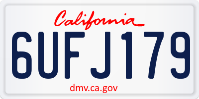 CA license plate 6UFJ179