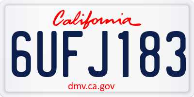 CA license plate 6UFJ183