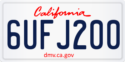 CA license plate 6UFJ200