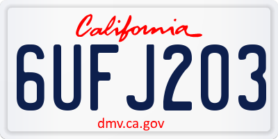 CA license plate 6UFJ203