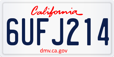 CA license plate 6UFJ214