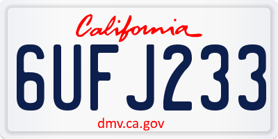 CA license plate 6UFJ233