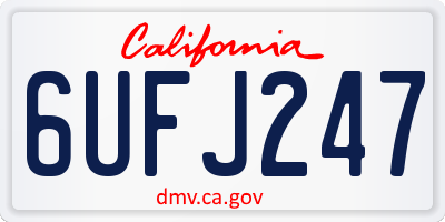CA license plate 6UFJ247