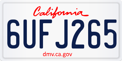CA license plate 6UFJ265