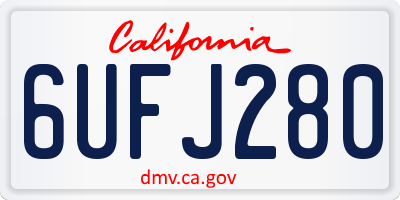 CA license plate 6UFJ280