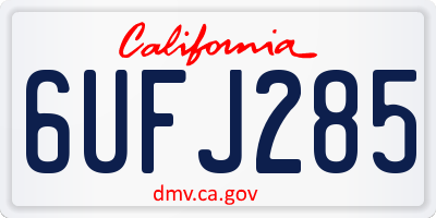 CA license plate 6UFJ285
