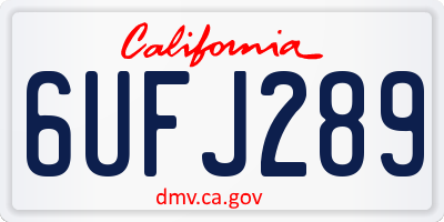CA license plate 6UFJ289