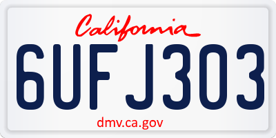 CA license plate 6UFJ303
