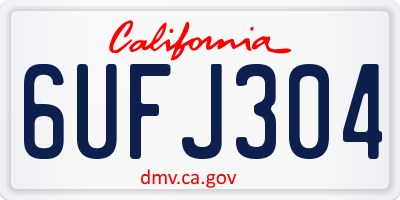 CA license plate 6UFJ304
