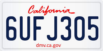 CA license plate 6UFJ305