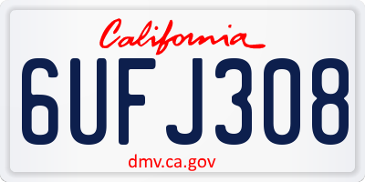 CA license plate 6UFJ308