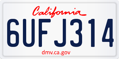 CA license plate 6UFJ314
