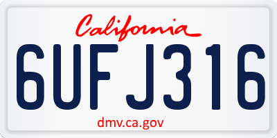 CA license plate 6UFJ316