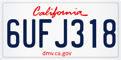 CA license plate 6UFJ318