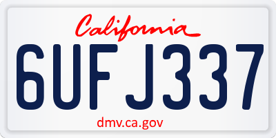CA license plate 6UFJ337