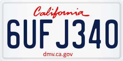 CA license plate 6UFJ340
